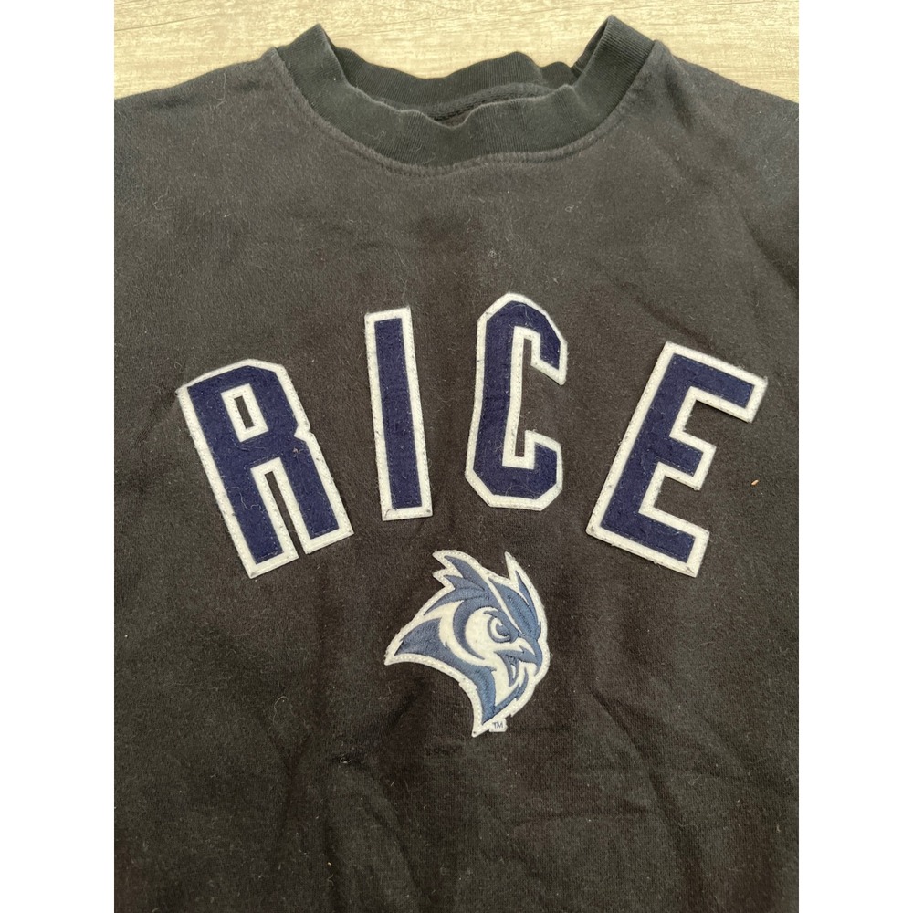 Mens Fall Rush Rice Owls Crewneck Sweatshirt Pullover Blue‎ White Size S